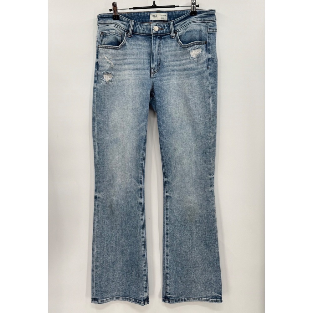 BKE 32 Payton‎ Bootcut Jeans Womens Light Wash Distressed Mid Rise Denim